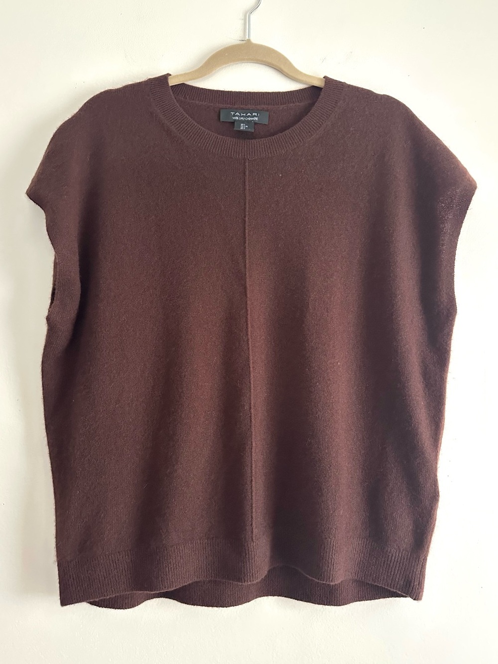 Tahari 2-Ply Cashmere Chocolate Brown Sweater Vest